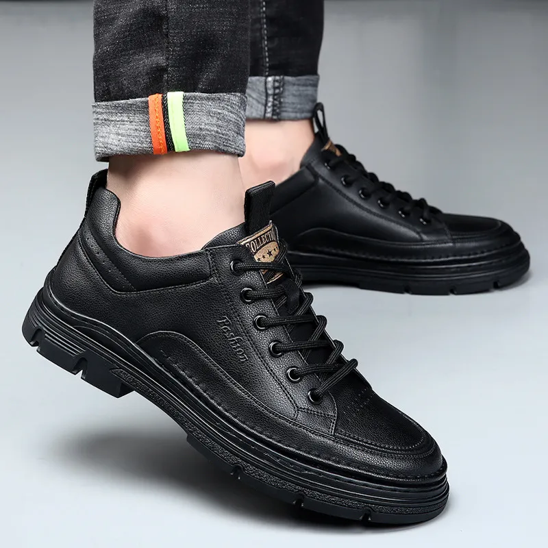 男鞋春季2025款真皮软底运动休闲鞋潮流英伦风百搭皮鞋子男增高,女鞋,时尚休闲鞋,淘宝优惠券,粉丝福利购,淘宝优惠卷