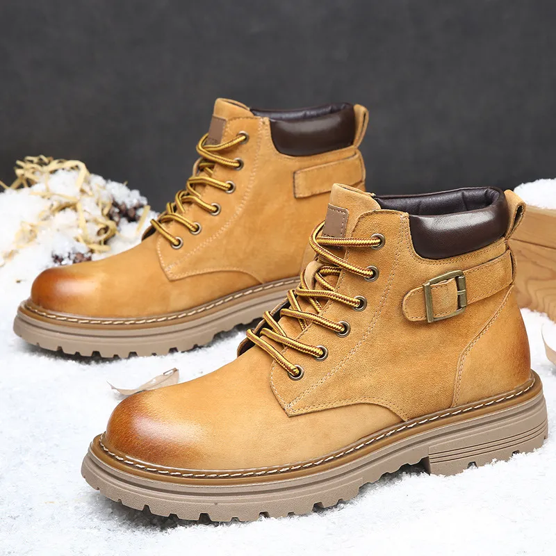 2025秋季男士真皮马丁靴潮款休闲工装鞋男英伦风厚底耐磨大黄靴