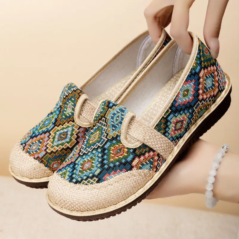 鞋子女休闲鞋夏季透气一脚蹬软底单鞋亚麻舒适民族风老北京布鞋,女鞋,时尚芭蕾鞋,淘宝优惠券,粉丝福利购,淘宝优惠卷