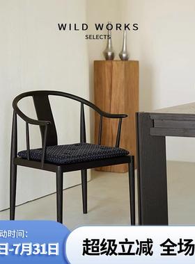 野作东方系列中古椅实木餐椅茶椅书椅客餐厅扶手椅设计师款新中式