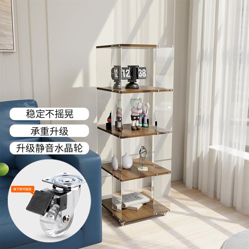 实木一体移动靠墙书架一体移动靠墙书柜床头收纳柜客厅落地置物架