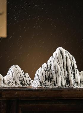 创意小山假山摆件陶瓷鱼缸造景装饰禅意家居客厅玄关摆设工艺礼品