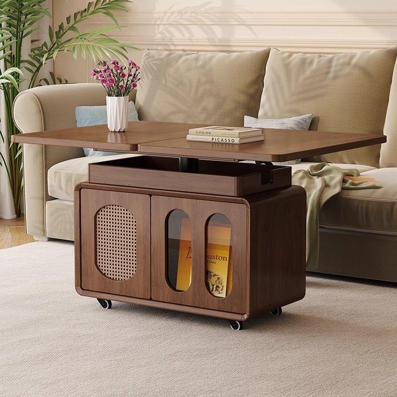 可移动升降折叠实木茶几客厅家用角几储物书桌小户型推车沙发边几