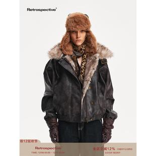RPT皮衣 休闲皮衣夹克 Safari探险廓形质感复古毛领宽松秋冬新款