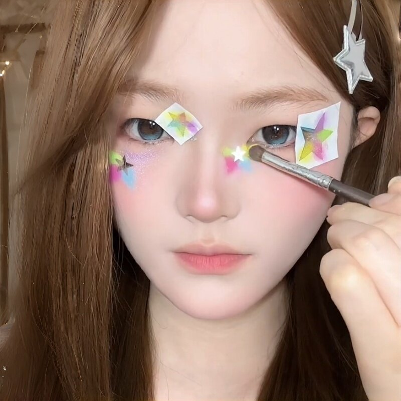 镂空星星脸部贴纸 演唱音乐会应援专属特色眼妆儿童表演舞台妆容