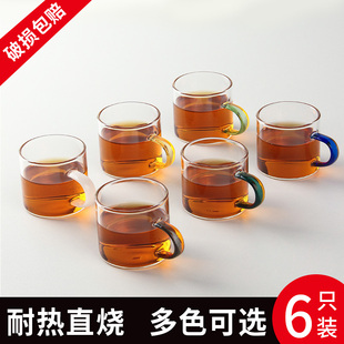 加厚耐热玻璃品茗杯子小茶杯带把杯功夫茶具喝茶ins风喝水杯套装