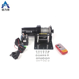 24V钢丝绳 电动绞盘3000lbs电动卷扬机救援车具车载专用ATV12V