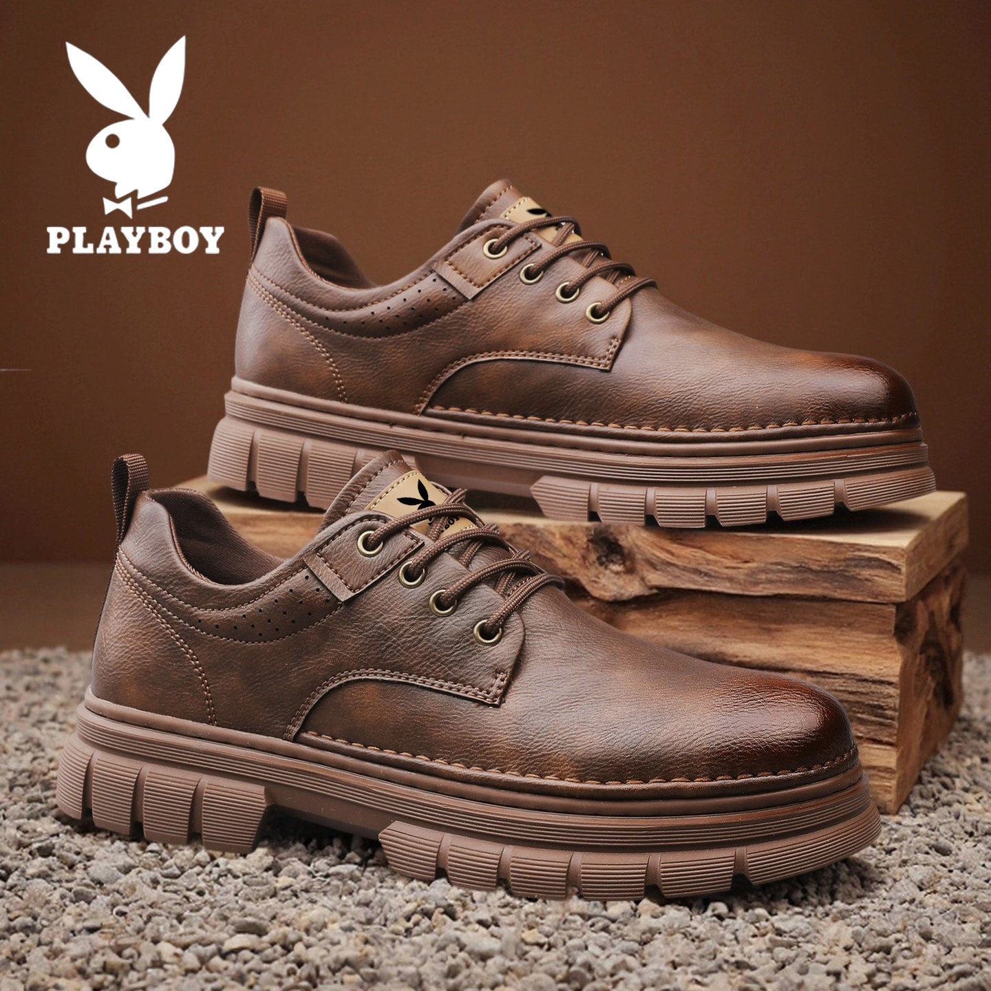 花花公子男鞋2026新款冬季英伦商务男士休闲皮鞋运动皮面马丁潮鞋,流行男鞋,休闲皮鞋,淘宝优惠券,粉丝福利购,淘宝优惠卷