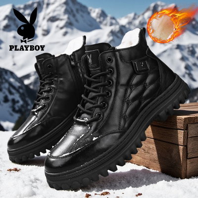 花花公子雪地靴男2025冬季新款户外加绒加厚休闲百搭高帮保暖棉鞋