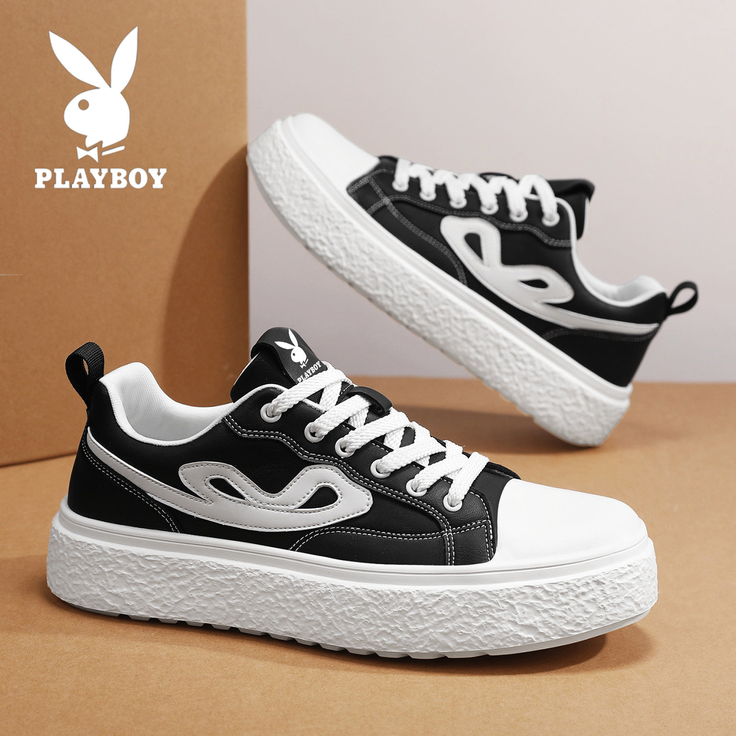 花花公子男鞋板鞋2025冬季新款透气软底布鞋运动时尚黑色休闲潮鞋