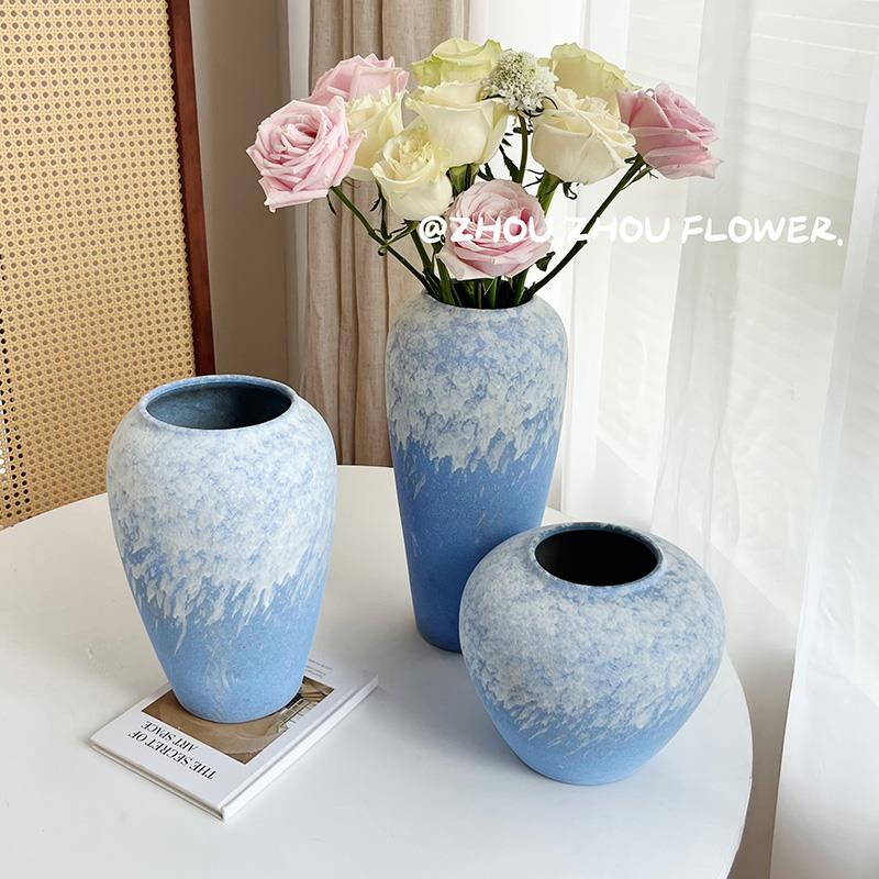 景德镇新中式陶瓷花瓶插干花家居花器餐桌摆件陶艺水培客厅装饰品