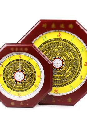桃木罗盘八卦钟挂件罗盘挂钟静音钟机芯罗经钟加大号钟表家居摆件