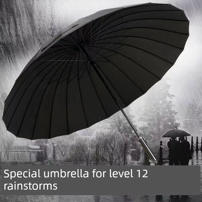 24骨长柄伞，大号男士加强型自动伞，大号女士防风加厚带Logo印花