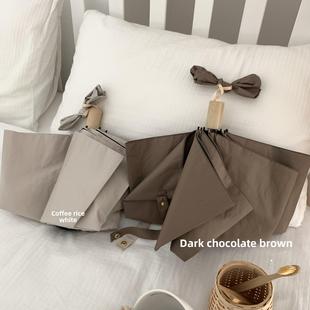 jelly 纯色咖啡色米色黑胶雨伞遮阳伞太阳伞手动折叠伞ins bubble