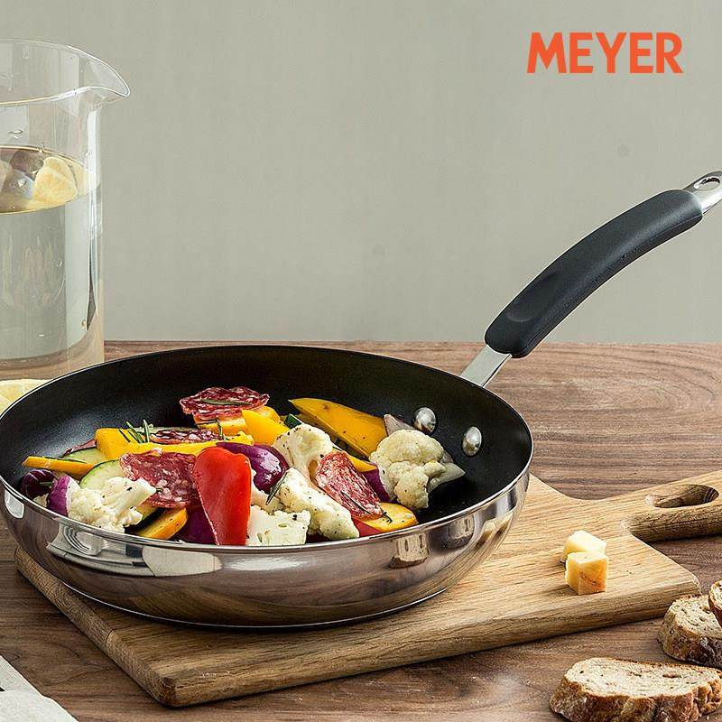 美亚厨具MEYER26公分不锈钢不粘锅平底锅煎锅燃气炉电磁炉通用