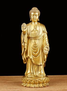 无锡灵山大佛摆件纯黄铜大日如来家居客厅佛堂供奉桌面释迦摩尼佛