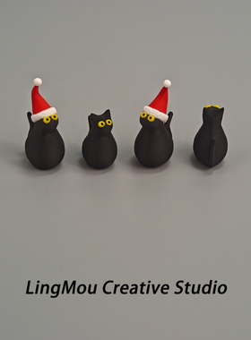 新年立体小猫迷你摆件3D打印可爱创意工位桌面装饰摆件新年礼物