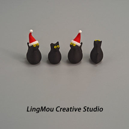 新年立体小猫迷你摆件3D打印可爱创意工位桌面装饰摆件新年礼物