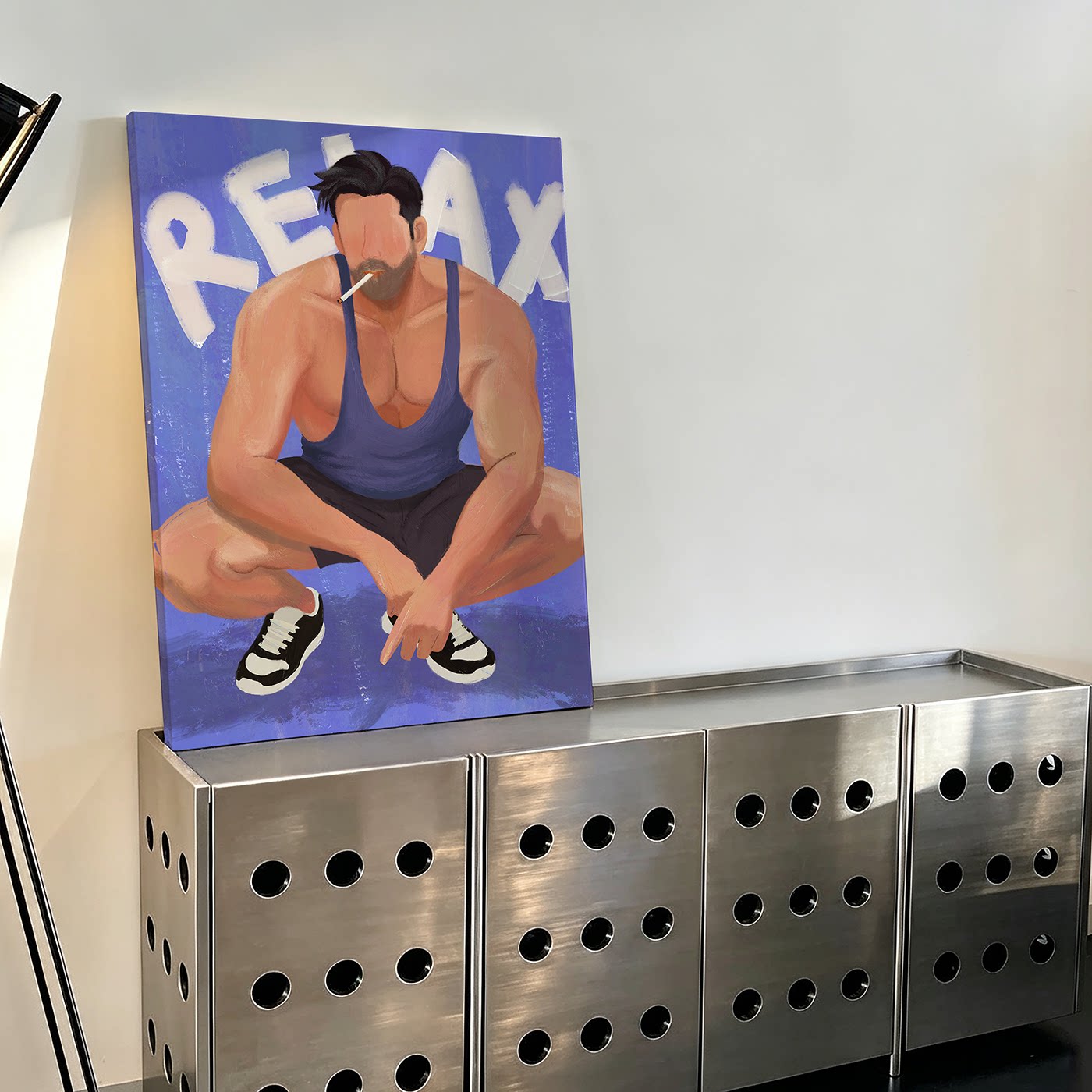 美式潮玩风痞帅男性人物艺术挂画休闲松弛健身男生酷感创意装饰画