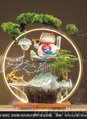 正品鹿发招猫摆件开财业礼物自动招手一流水摆件循环水入户前台公