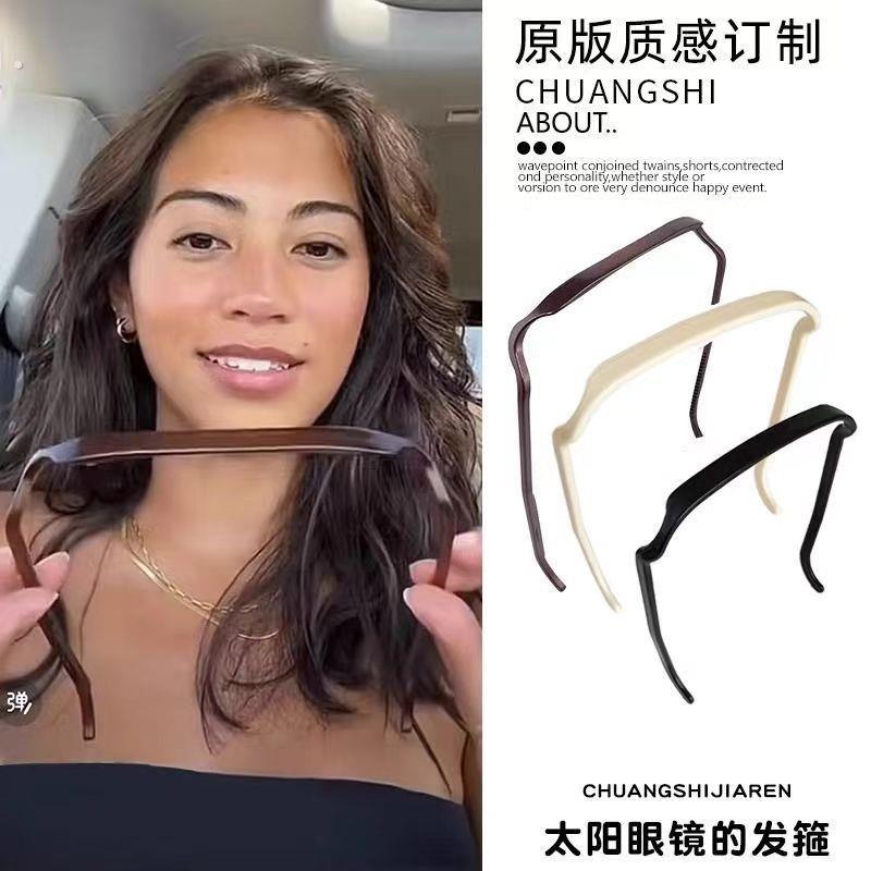 新款方形眼镜框发箍女夏款墨镜式压发头箍方型头箍发箍