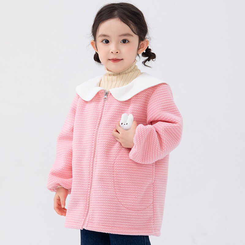 儿童罩衣长袖秋冬女童羽绒服防脏罩衫幼I儿园吃饭围裙宝宝洋气护