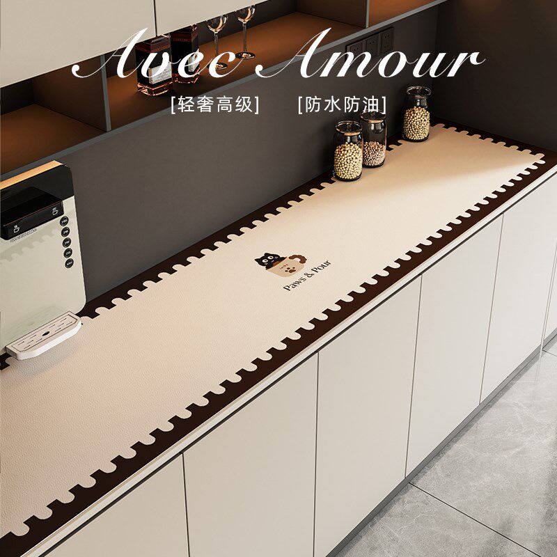 奶油风餐边柜电视n柜鞋柜保护垫防水防油皮革桌布台面保护垫