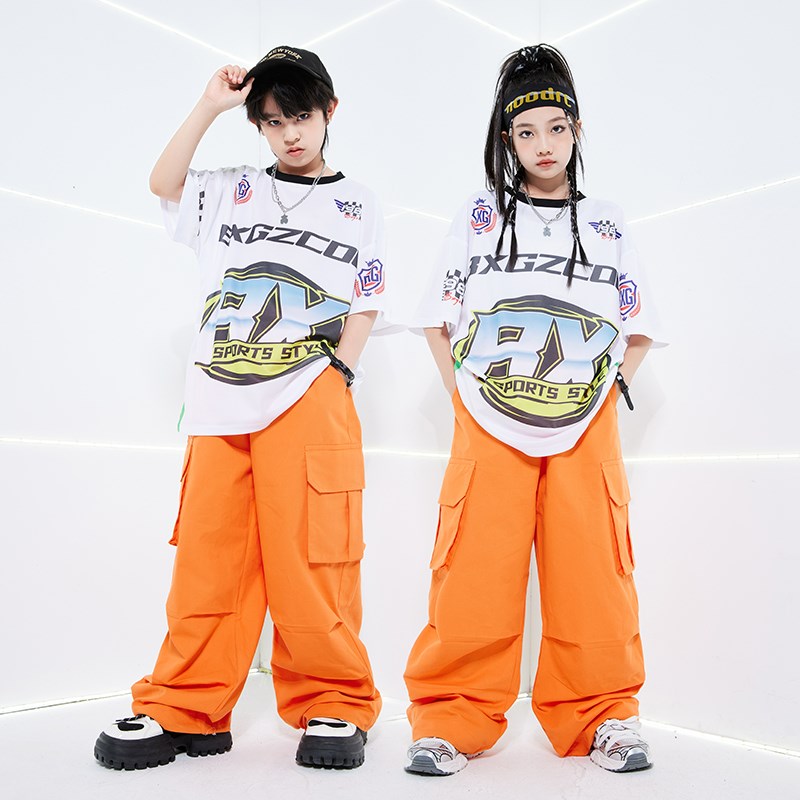街舞儿童潮服演出服男童套装hiphop童装嘻哈TP恤女架子鼓爵士舞