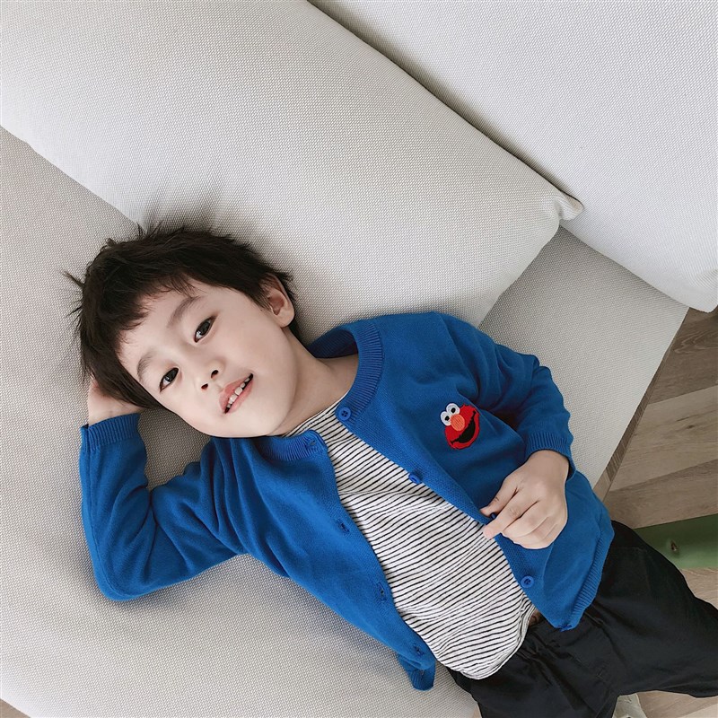 2023春秋装卡通n刺绣男女童宝宝毛衣针织开衫空调衫薄款线衣潮