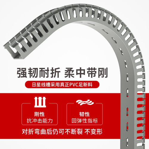 pvc线槽明装走配电柜藏电线工z业塑料方形灰色卡明线理线槽配电箱