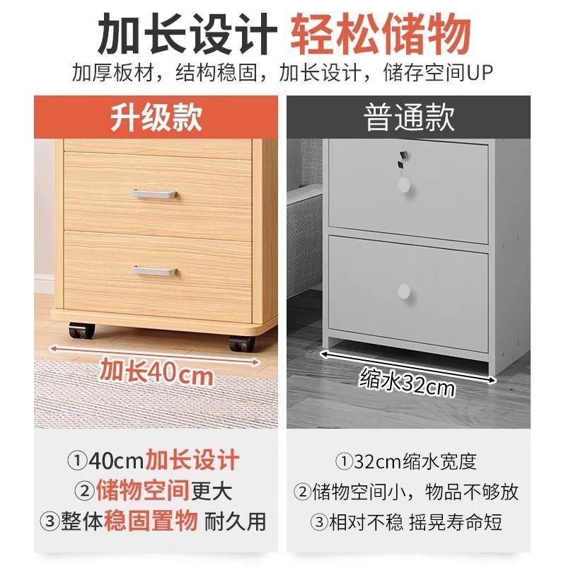 文件柜办公室桌下收纳q柜带锁矮柜抽屉柜木质边柜储物柜落地小柜