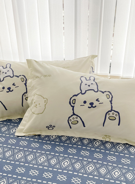 枕套48cmx7l4cm纯棉100全棉一对装四季通用卡通单人