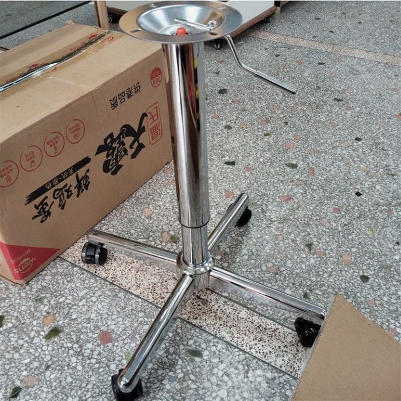 十字升降桌腿可移动圆桌脚架带A轮子茶几升降支架滑轮脚架支撑底