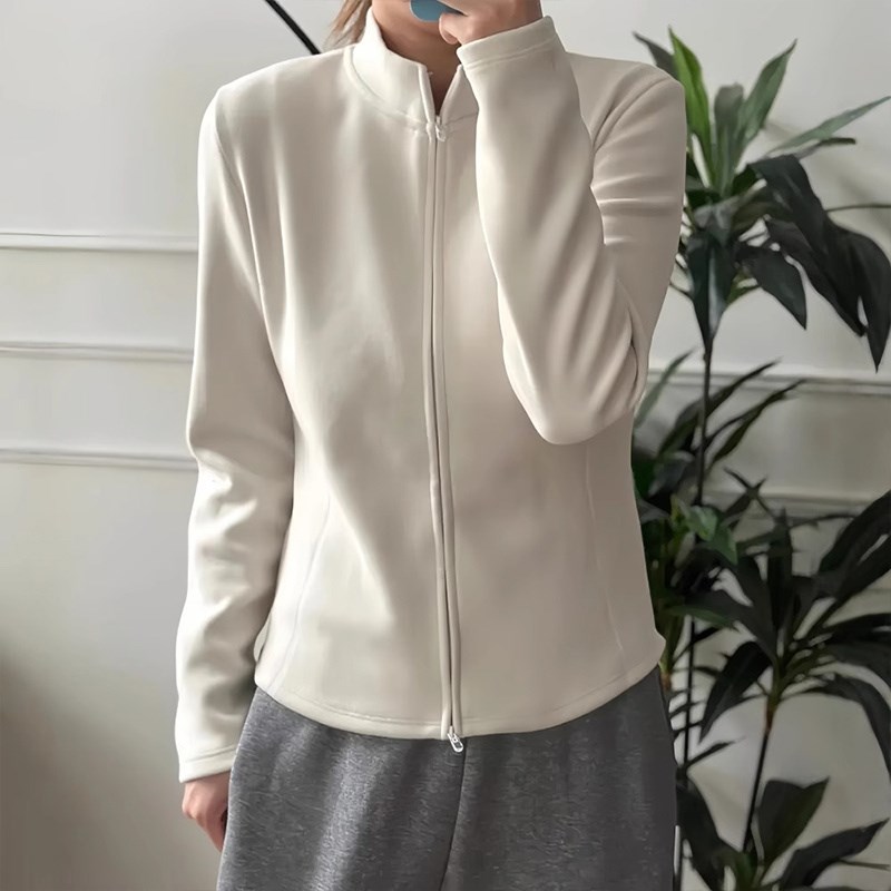 保暖双拉链立领h卫衣外套女秋冬设计感修身显瘦内搭外穿开衫上衣