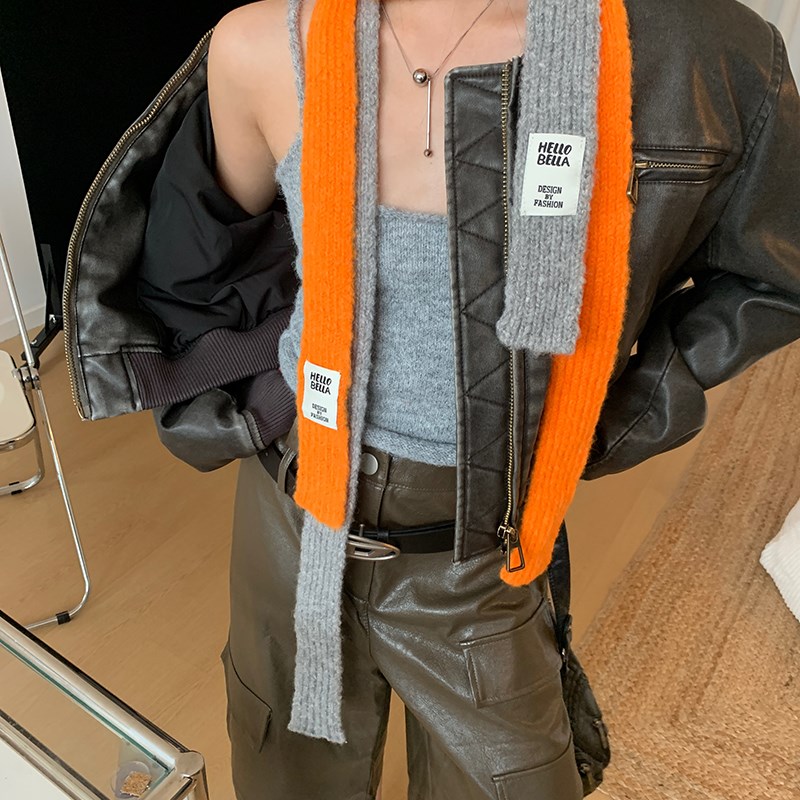 造型感十足~秋冬复古软糯细v围巾保暖长条韩版百搭窄版装饰围脖潮