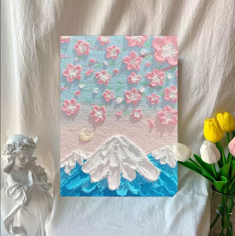 奶油石英砂丙f烯diy数字油画填充立体肌理画材料手工填色装饰沙画图片
