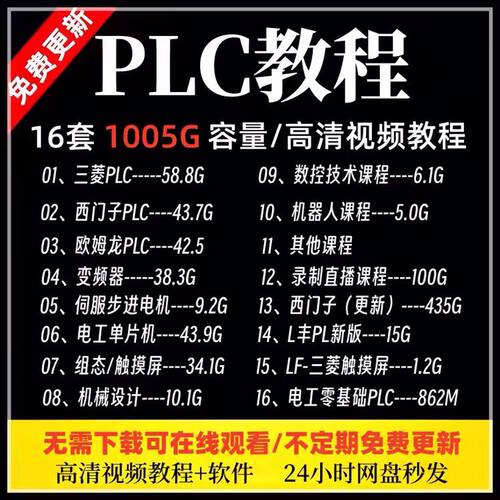 新 plc编程教程入门零基础自学资料视频教程三菱西门子欧姆龙三棱