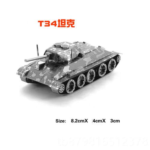 高档高难度装3D金属主克模型拼虎式重型谢尔曼战T坦34战车送工具