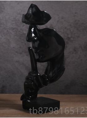 高档酒沉默是金柜雕装居饰品办公室摆件复古创意家软装工艺品塑艺