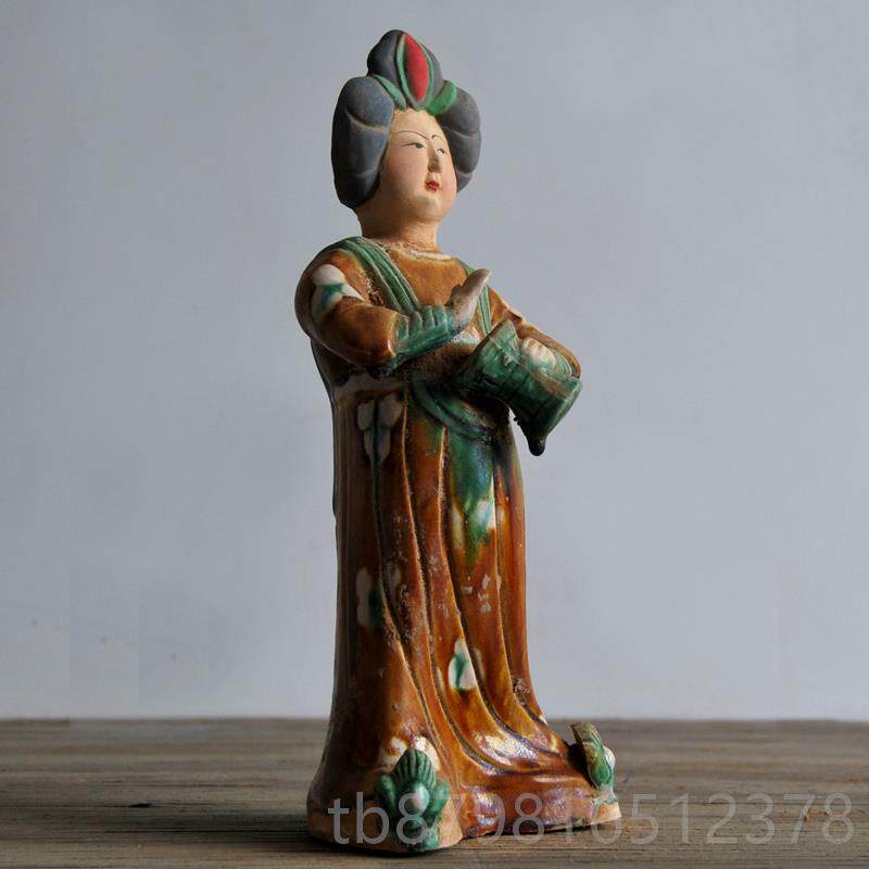 高档唐仕摆件乐器俑侍古女陶俑妞肥婆古胖女玩收藏仿唐三彩仕女陶