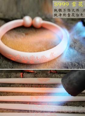 高档999银纯手镯女开口贵妃蒜头手法工饰品妈子妈款实心足银镯古