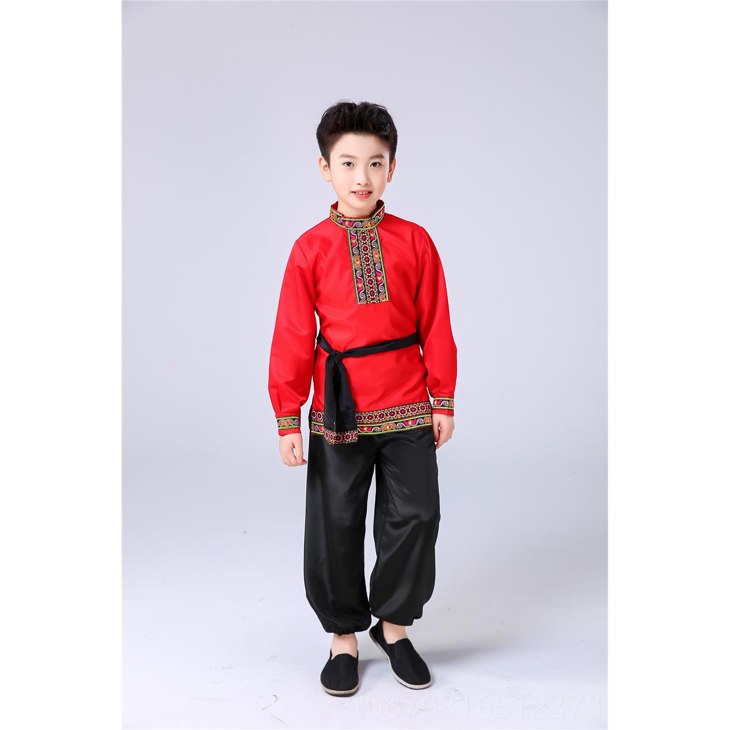 高档儿童罗俄服斯民族舞蹈出服女童少数民族舞演台表演服鞑靼族舞