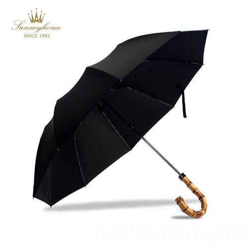高档SUNMYHMO?经款典马六甲藤竹伞折E叠竹节雨伞男女英伦范绅士晴