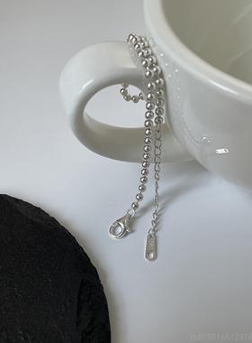 高档S众990纯银手镯女款光手圈实心镯光面磨砂手环女小简约圆手珠