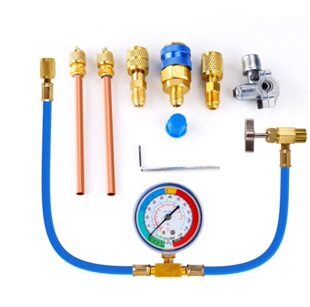 空调制冷设备r134a加氟管制冷剂补充管家用空调冰箱针刺阀r22套装