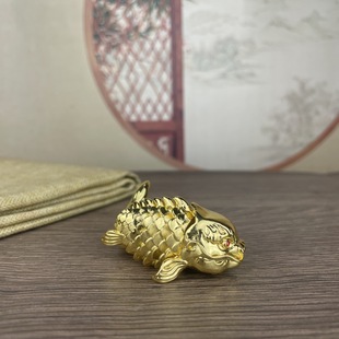 金属年年有余活动鱼龙头鱼身家居庭院镇纸摆件手把件把玩件可活动