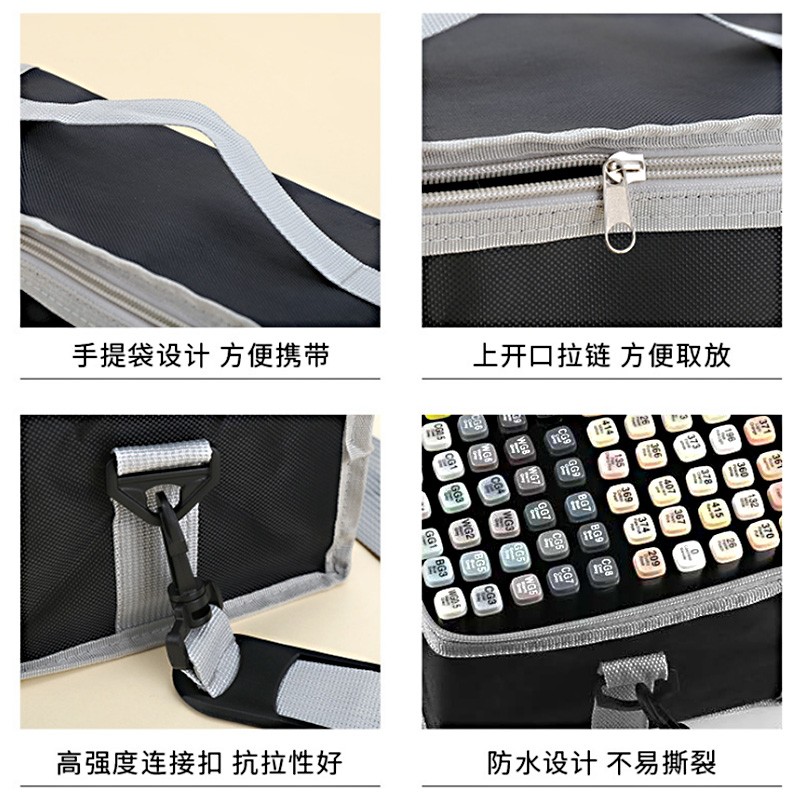 马克笔笔袋 168/204/262色黑色收纳袋涤纶手提防水马克笔布袋