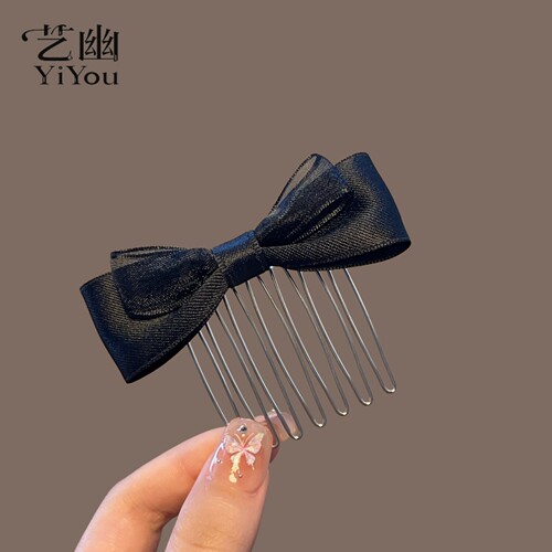 蝴蝶结发梳女插梳刘海侧边发饰发头饰中号7齿复古插梳盘发丸子头