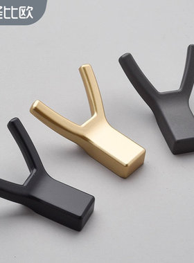 厂家直供锌合金属黑色挂衣钩北欧牛角浴室柜门衣柜壁挂墙创意挂勾