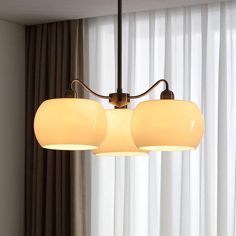 原厂品现代极简约客厅玻璃北欧吊灯/法式卧室三3头复古led吊灯具